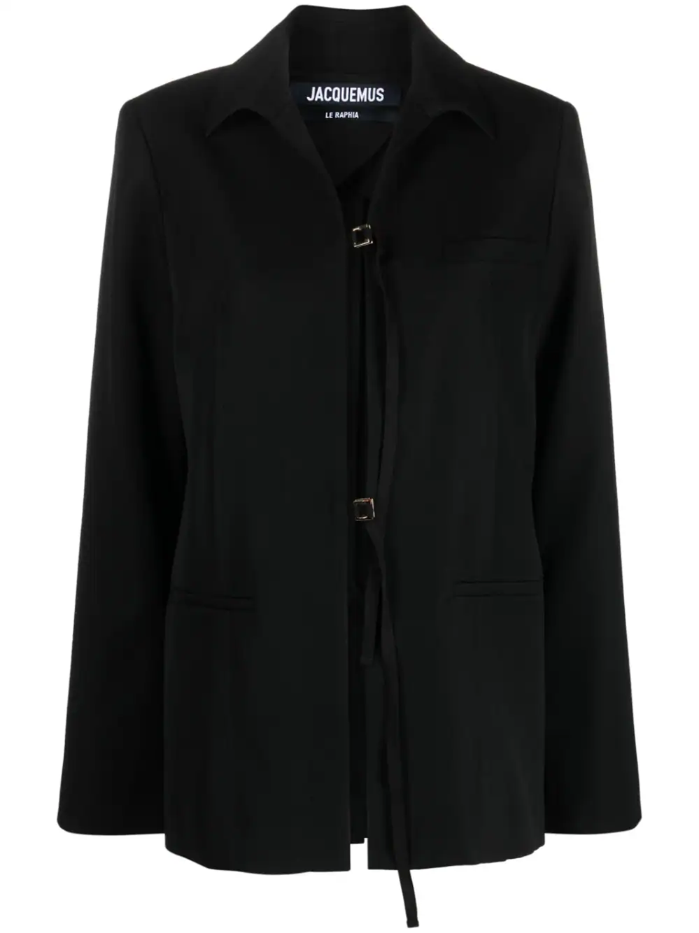 Jacquemus La Veste Amaro Wool Twill Ties Blazer In Black