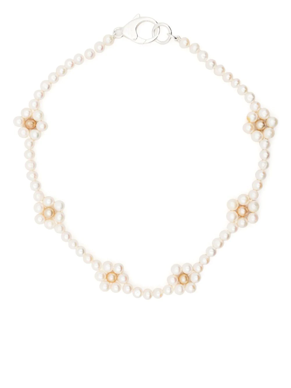 Hatton Labs Pearl Necklace With Flowers In Metallic