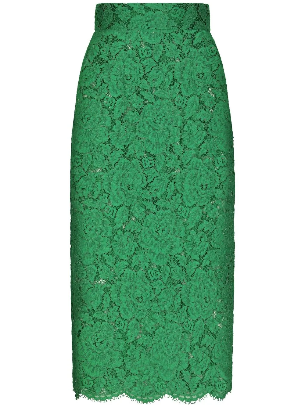 Dolce & Gabbana Corded Lace Midi Skirt In Green