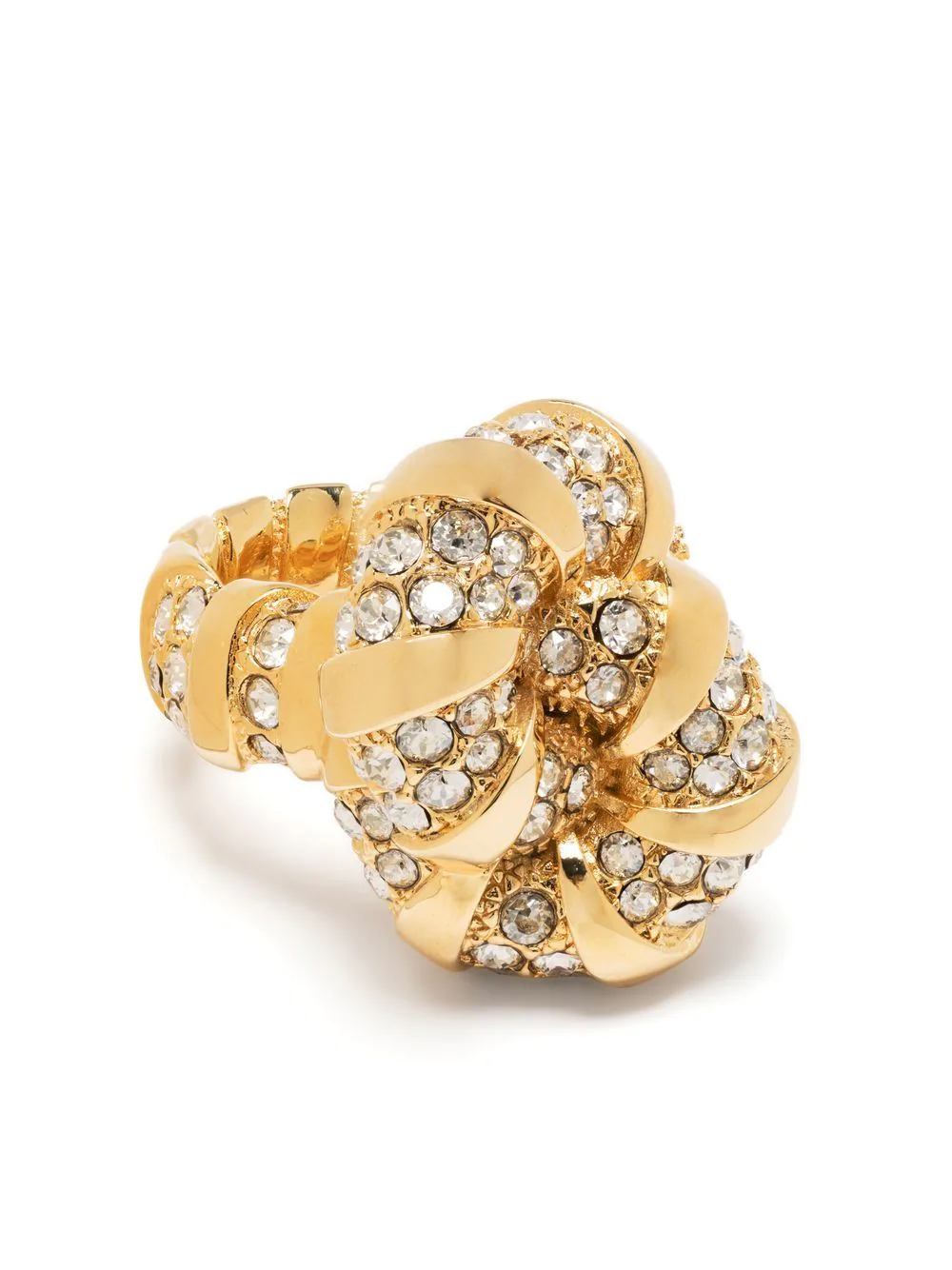 Shop Lanvin Mélodie Ring With Crystals In Metallic