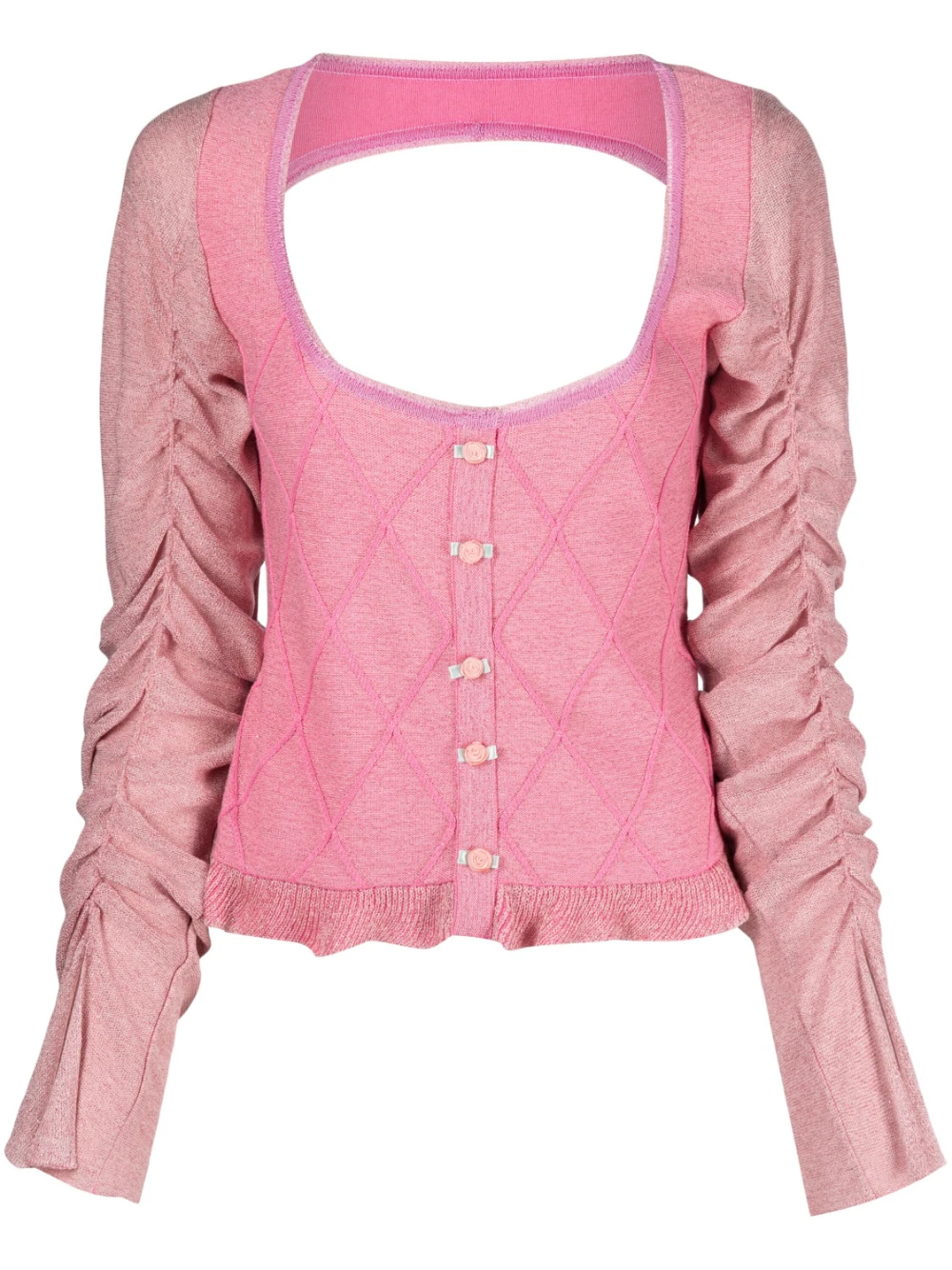 Cormio Elena Sweater With Cut-out Detail And Flounces In Pink & Purple