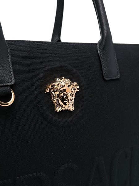 Versace Black Leather Medusa Tote Shoulder Bag