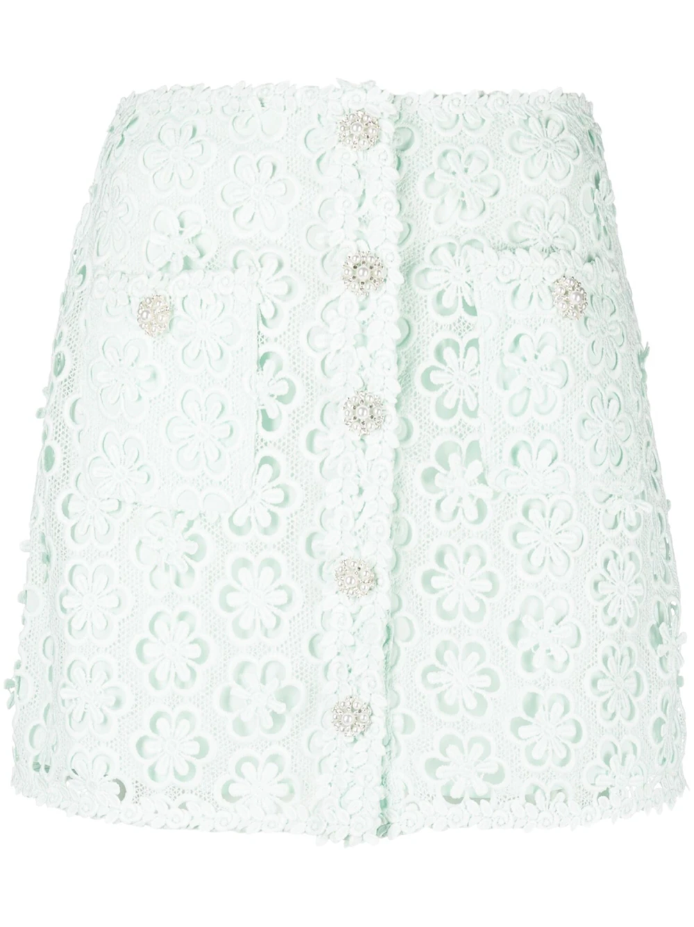 Self-portrait Lace Mini-skirt In Blue