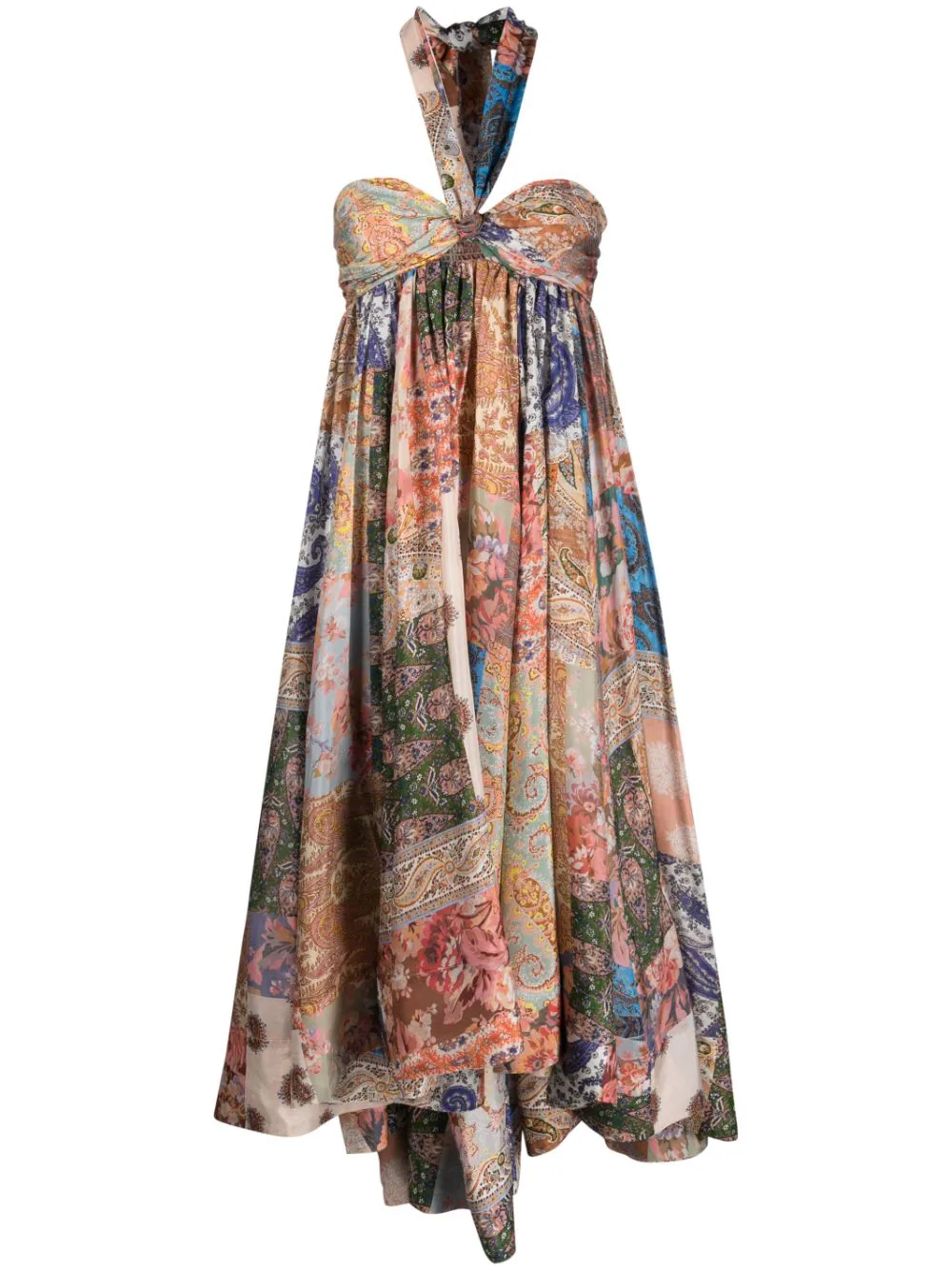 Shop Zimmermann Devi Dress With American Neckline In Multicolour