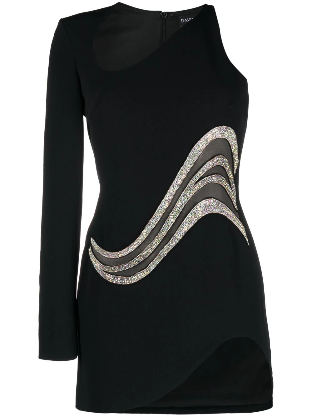 David Koma Asymmetric Crystal Cady Mini Dress In Black