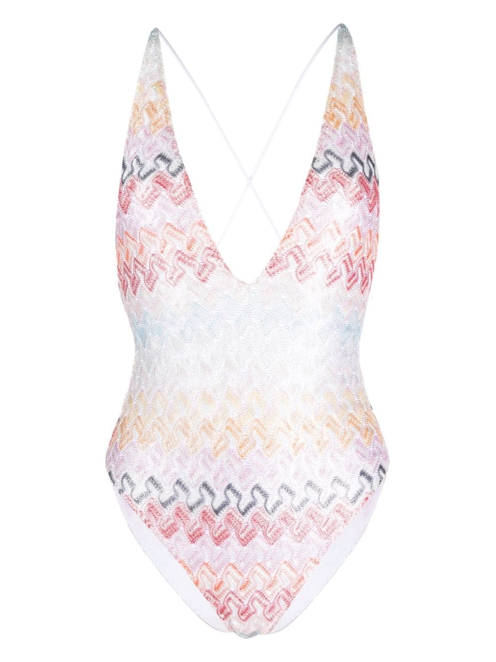MISSONI ONE-PIECE SWIMSUIT WITH V-NECK AND ZIGZAG PRINT
