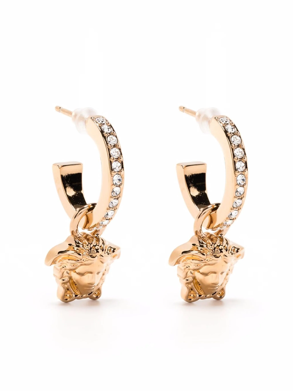 Shop Versace Medusa Hoop Earrings In Metallic