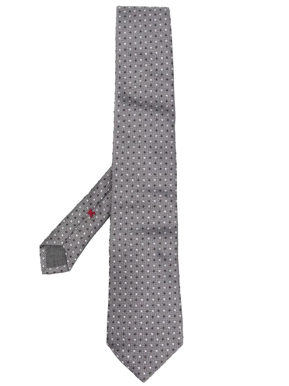Brunello Cucinelli Polka Dot-embroidered Silk Tie In Grey