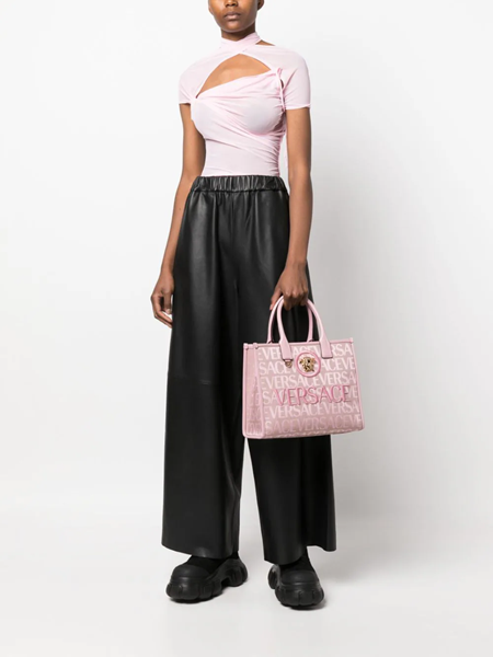 Crystal Medusa 95 Mini Satin Tote Bag in Pink - Versace