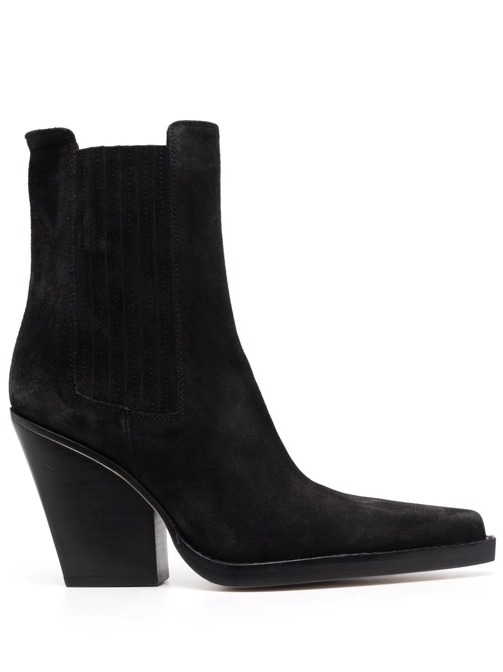 Paris Texas Black Dallas Ankle Boot In Calf Suede With Logo Detail On The Insole And 10.5cm Wide Heel