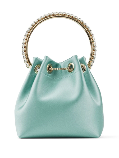 Jimmy choo bon bon discount crystal-embellished satin bucket bag