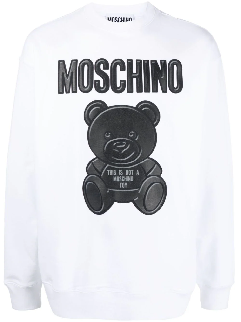 Moschino Teddy Bear Organic Cotton Sweatshirt In White