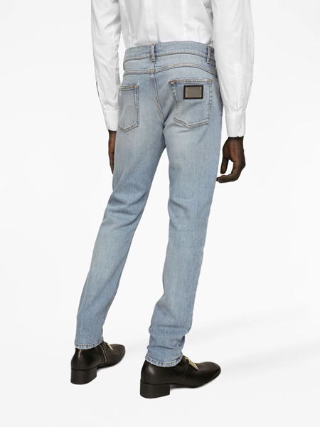 DG Jacquard Straight Jeans in Blue - Dolce Gabbana