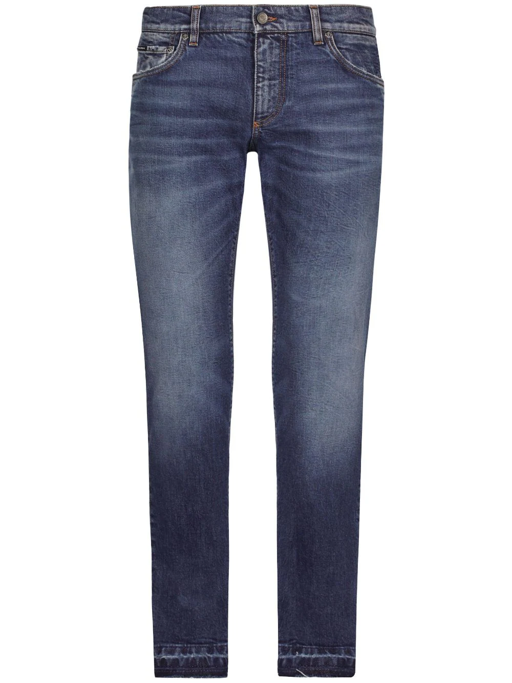 DOLCE & GABBANA STRAIGHT JEANS WITH LOGO PLAQUE