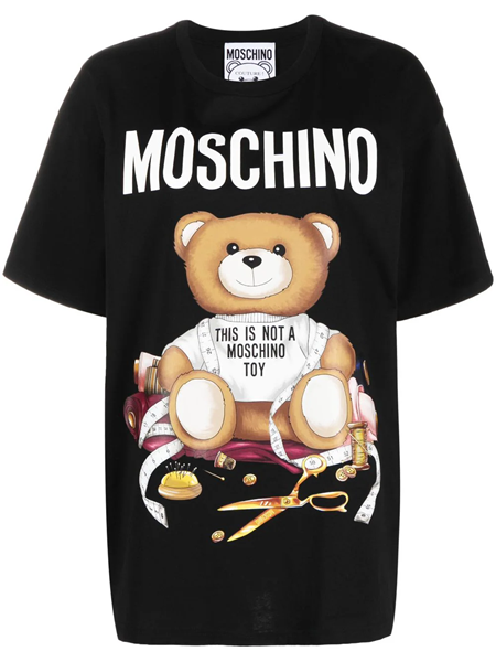 Moschino Black Cotton Teddy Bear T-Shirt