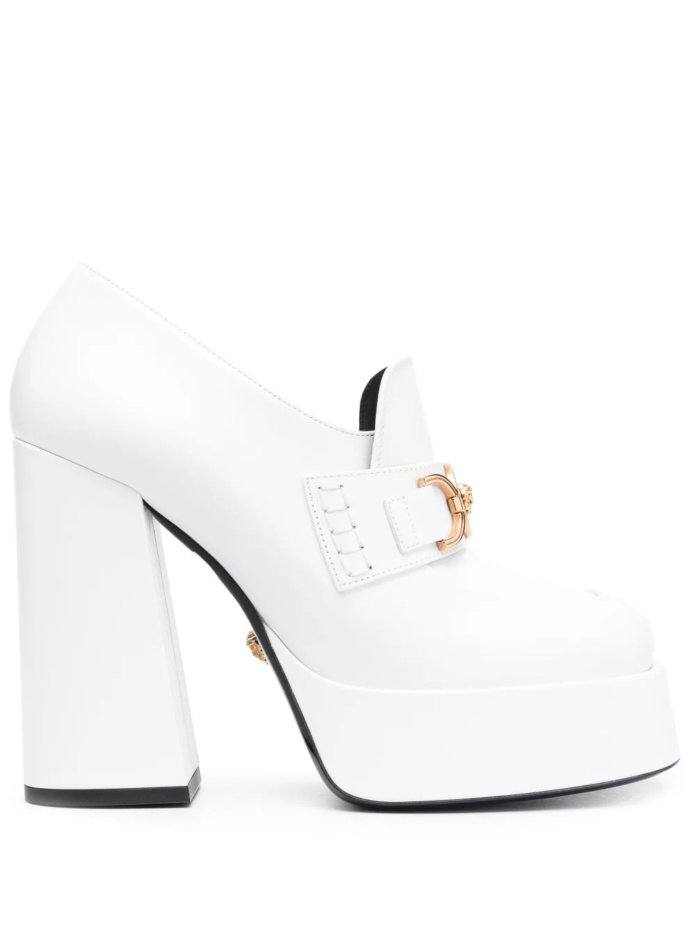 Shop Versace Medusa Loafers 130mm In White