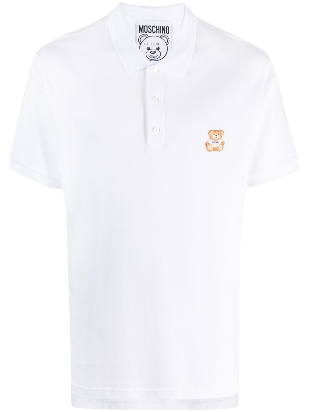 Shop Moschino Polo Shirt With Teddy Bear Application In White