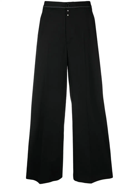 Wide leg trousers with stitching