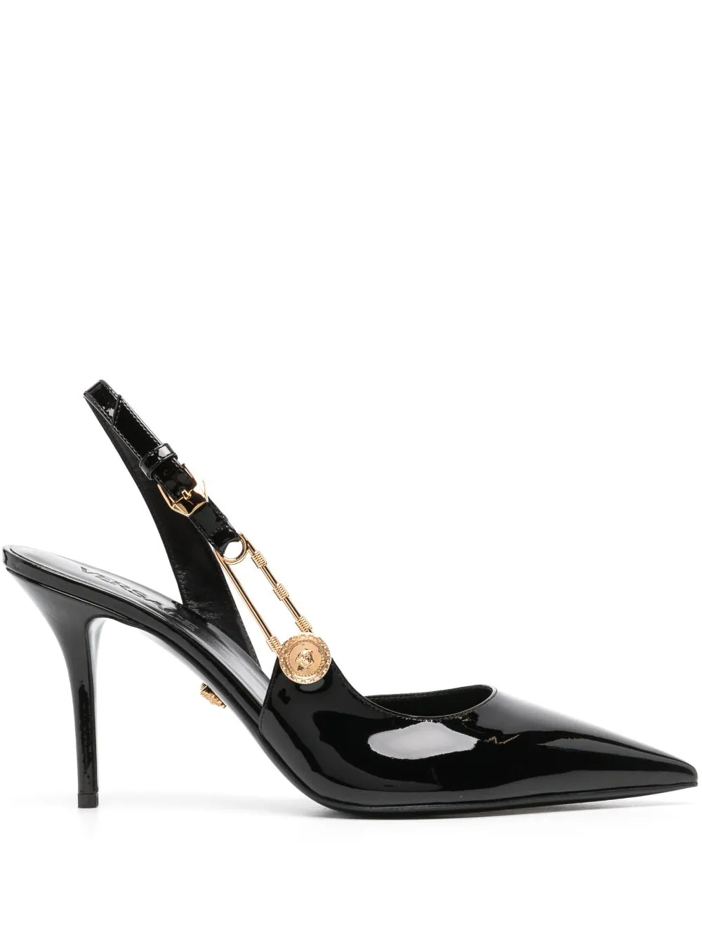 VERSACE PUMPS WITH SAFETY PIN BACK STRAP 85MM