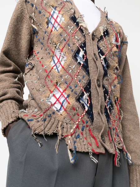 Cardigan with decorative stitching