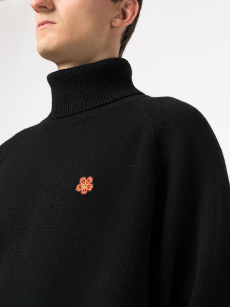 kenzo Wool turtleneck sweater with boke flower available on