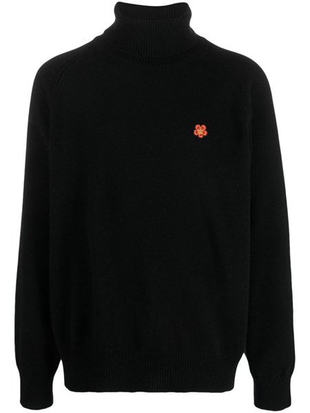 kenzo Wool turtleneck sweater with boke flower available on