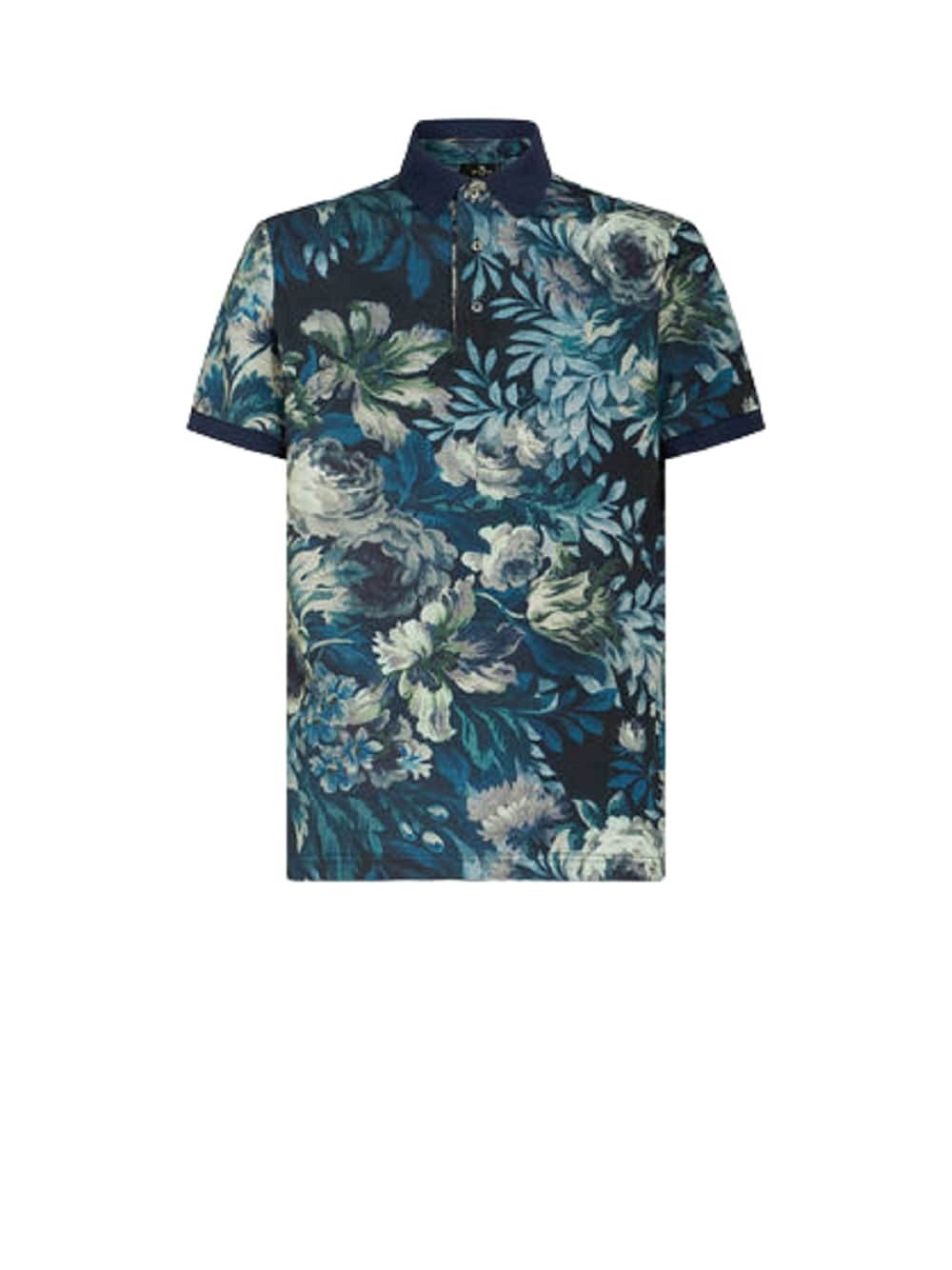 ETRO COTTON JERSEY POLO SHIRT ENRICHED WITH A FLORAL PRINT.