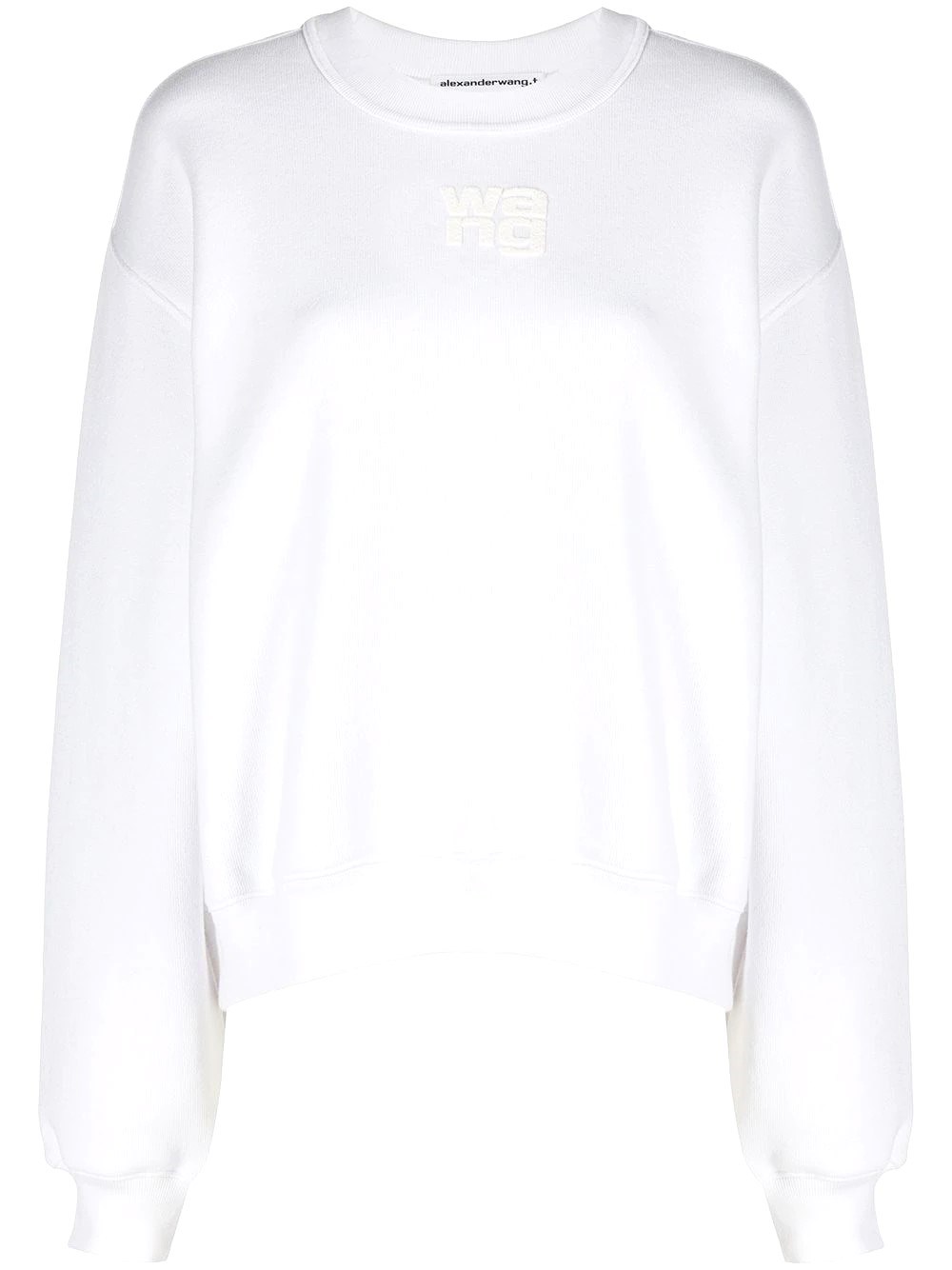 Alexander Wang Women Essential Terry Crew Sweatshirt With Puff Paint Logo In White