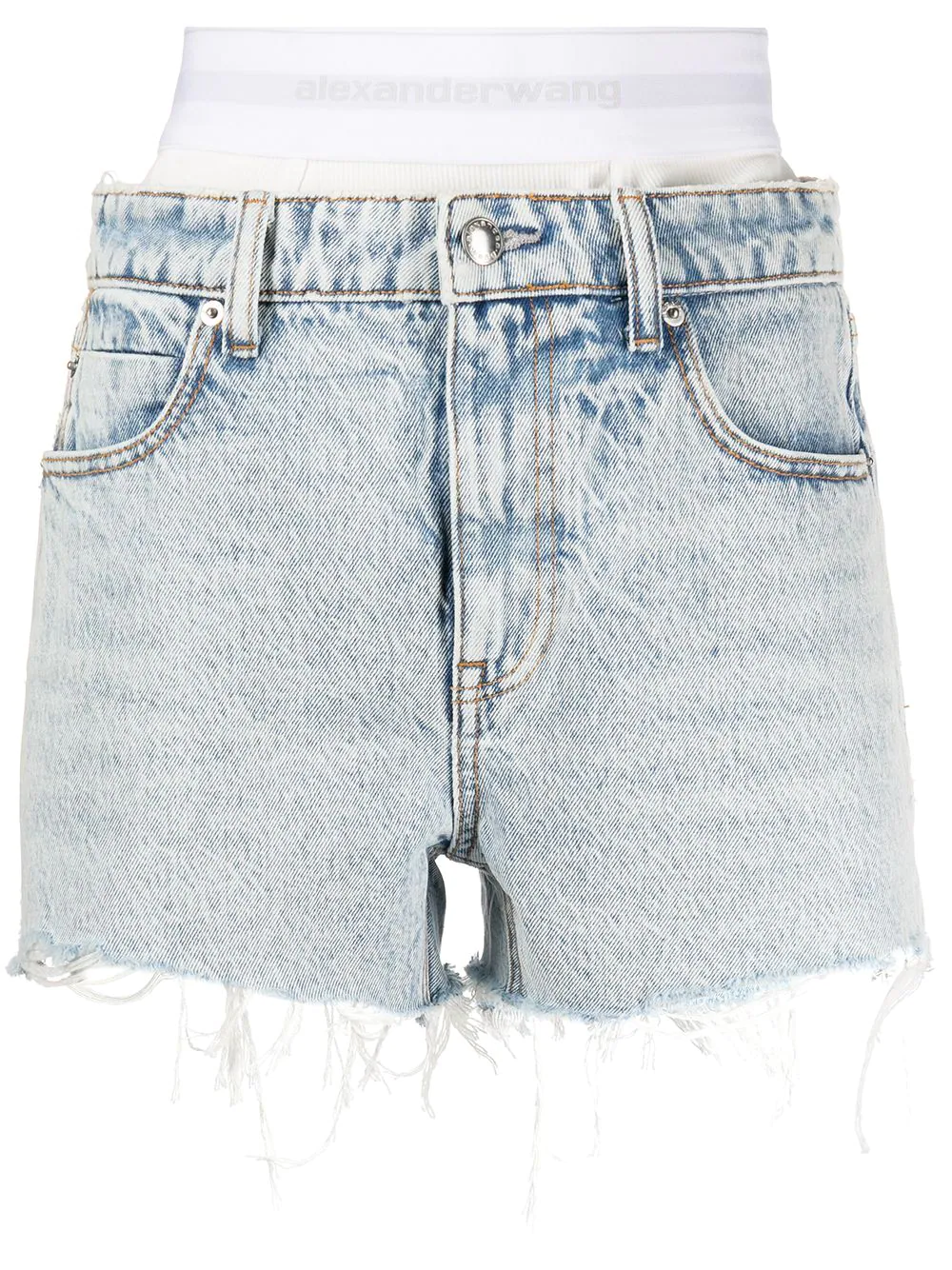Alexander Wang Light Blue High Waist Shorts In Blue