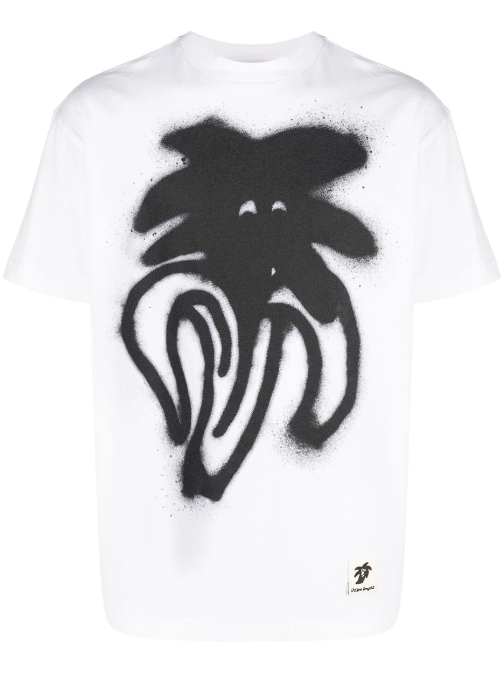 PALM ANGELS COTTON T-SHIRT WITH SPRAY LOGO PRINT