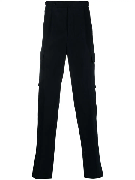 trousers with off-center pleats