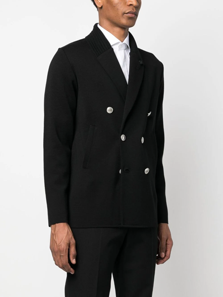 Lardini Double-Breasted Logo-Patch Blazer