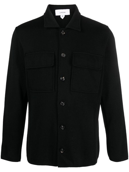 lardini wool shirt jacket with open collar available on