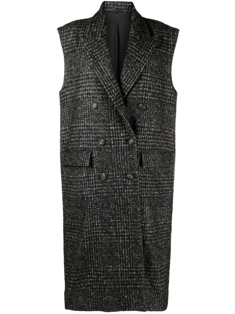 Brunello Cucinelli Double-breasted Checked Vest In Grey