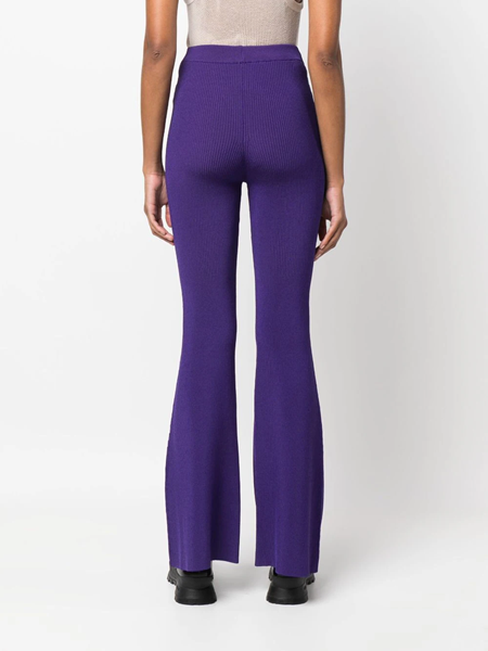 Dark Purple Ribbed Flares, Womens Trousers