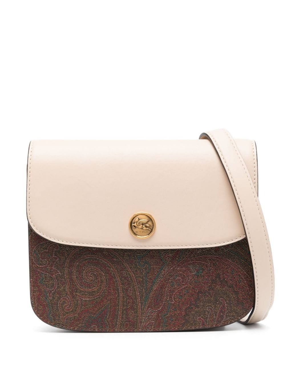 Shop Etro Shoulder Bag With Paisley Print Panels In Nude & Neutrals