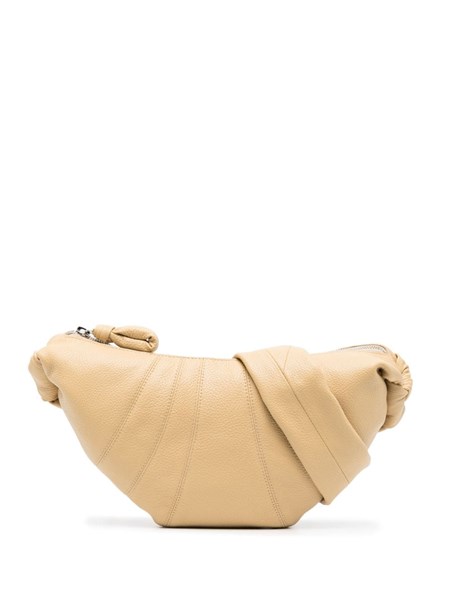 Croissant Leather Coin Purse With Strap in Beige - Lemaire