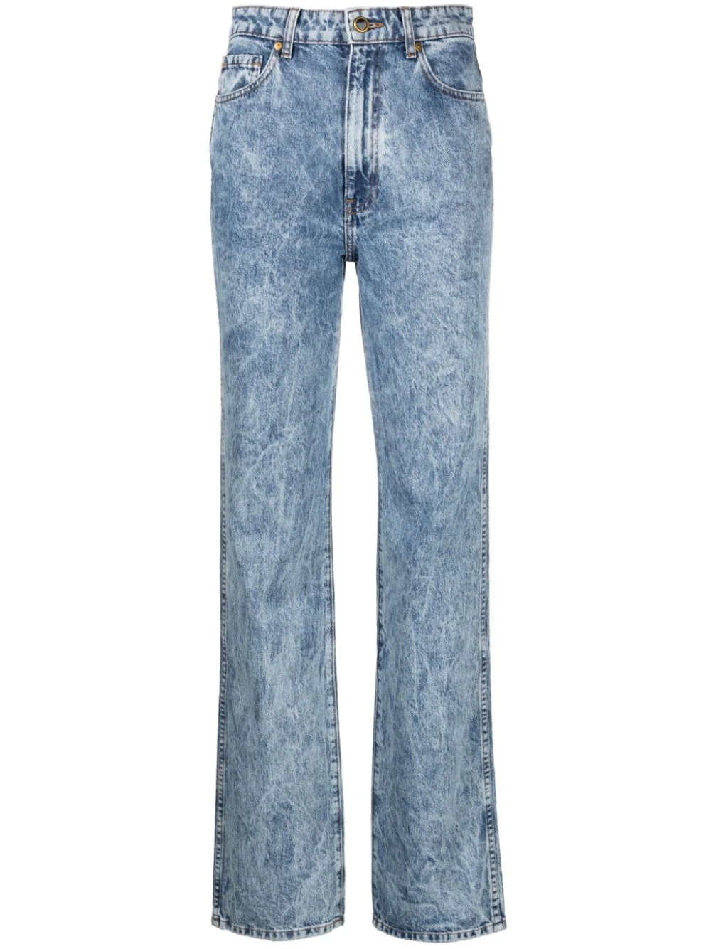 Shop Khaite Danielle High-waisted Straight Jeans In Blue