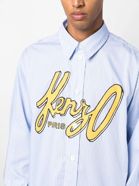 Kenzo logo-print cotton shirt - Blue