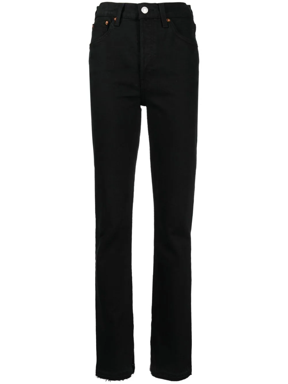 Shop Re/done High-waisted Skinny Jeans In Black