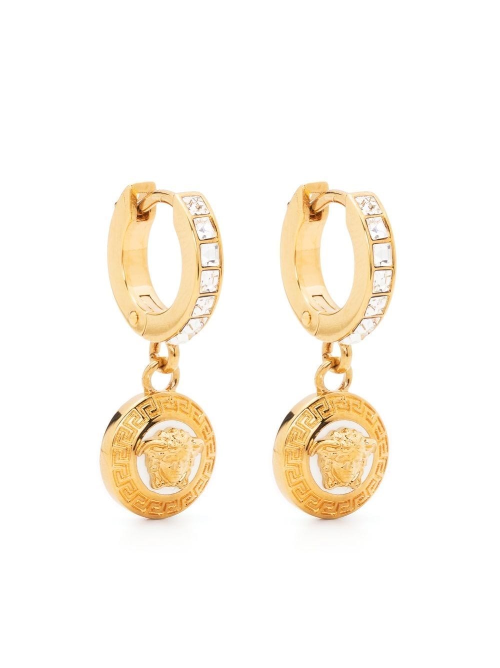 Versace Hoop Earrings With Medusa Decoration In Metallic