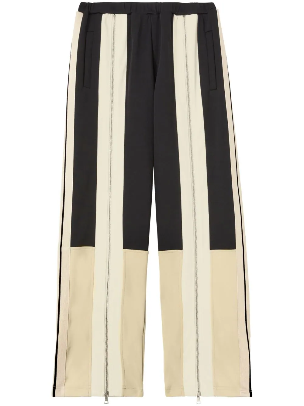 Shop Palm Angels Striped Trousers With Zip In Black
