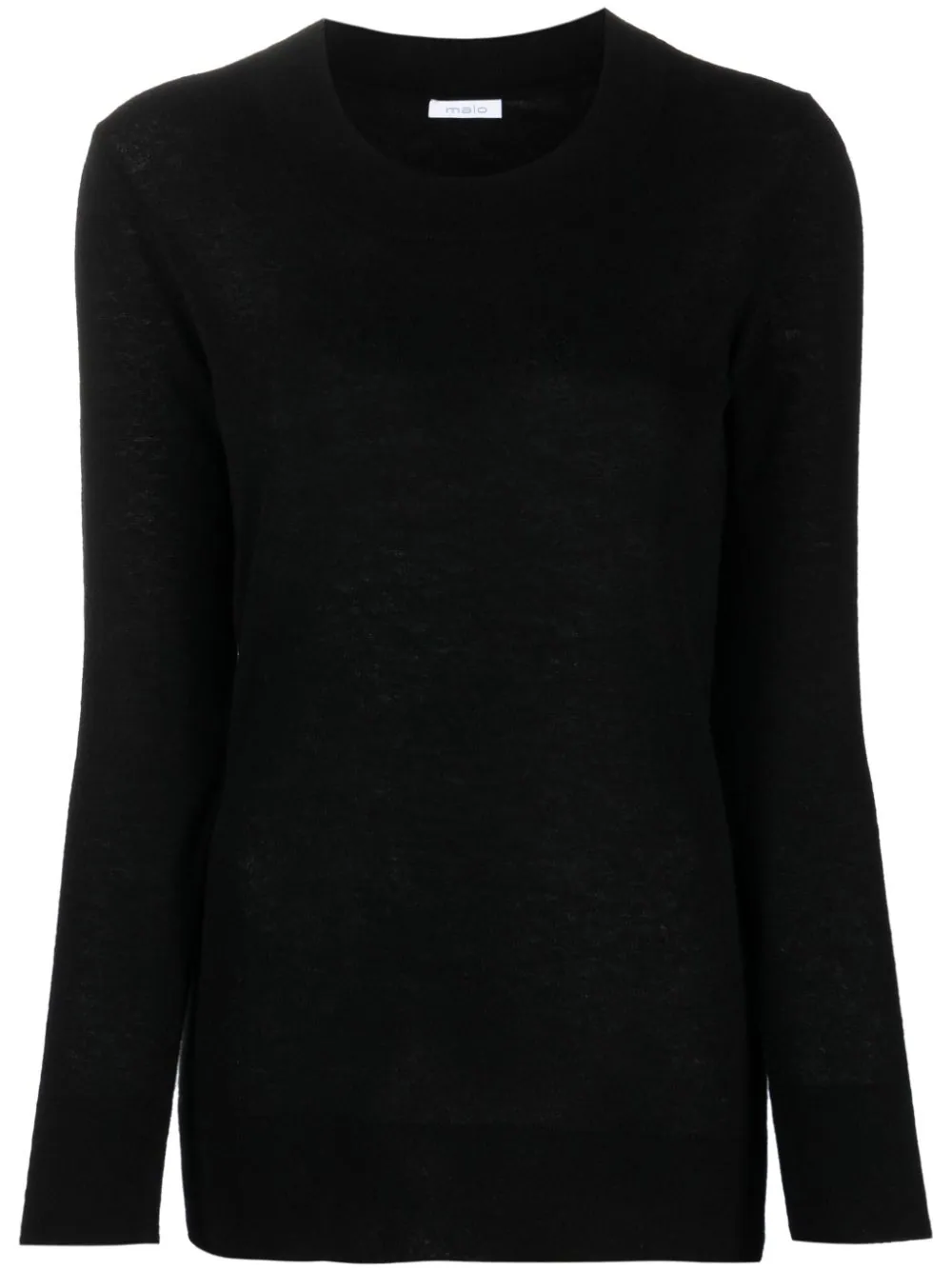 Shop Malo Fine-knit Crew-neck Sweater In Black