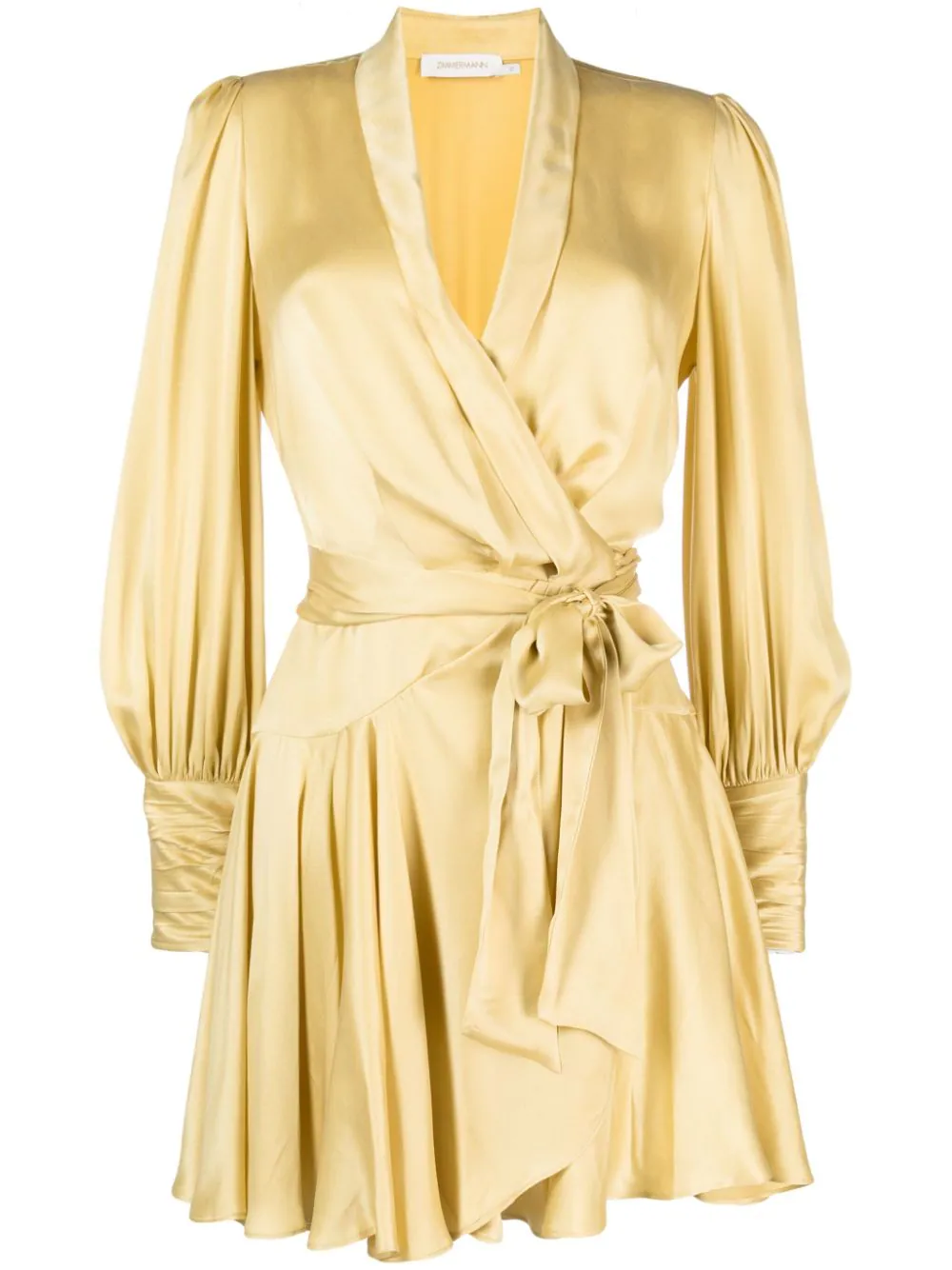Zimmermann Silk Wrap Mini Dress In Yellow