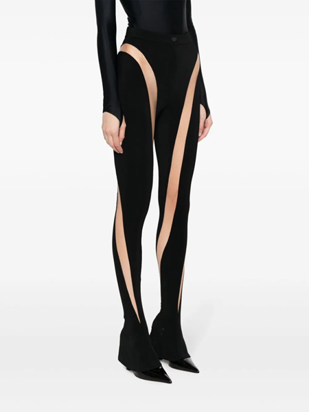 mugler leggings with transparent panels available on