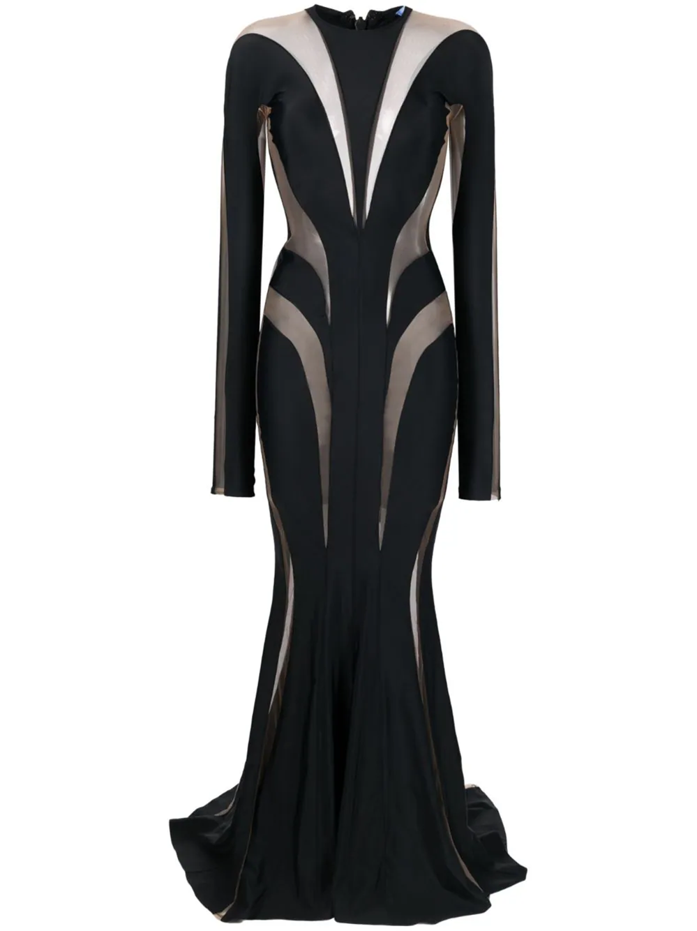 MUGLER LONG FLARED DRESS WITH CUT-OUT