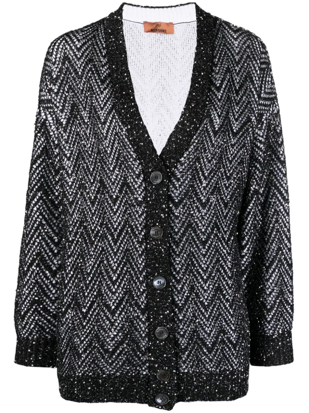 Missoni Chevron Paillette Knit Maxi-cardigan In Multi