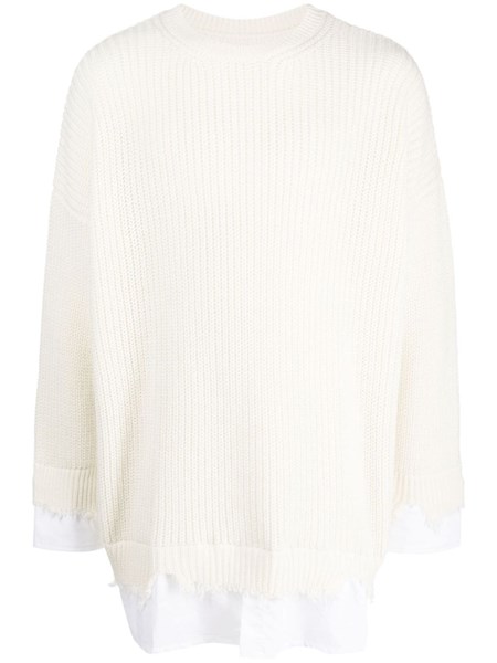 White Printed Turtleneck by MM6 Maison Margiela on Sale