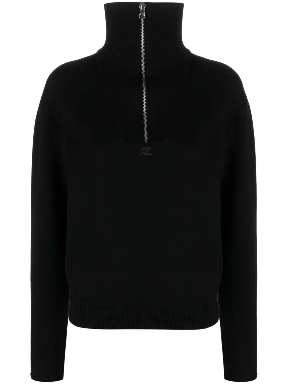 COURRÈGES HALF-ZIP jumper WITH LOGO PATCH