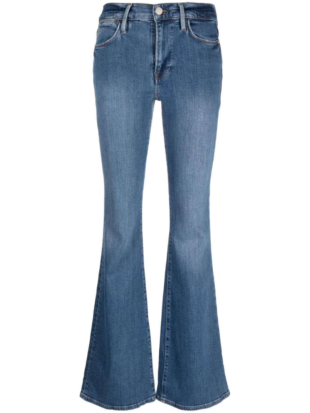 Frame High-waisted Flared Jeans In Blue